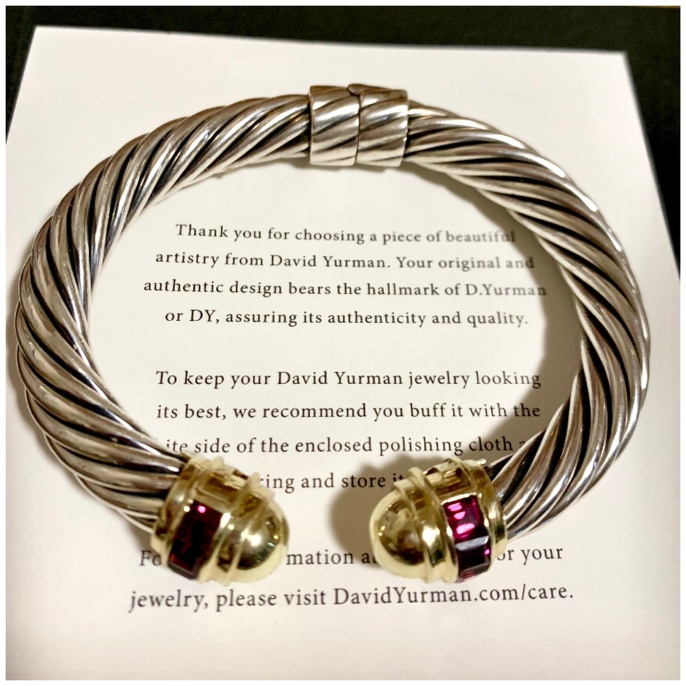 💯🦄 DY RENAISSANCE 14K Dome /Ruby Hinged Bracelet - Picture 8 of 9